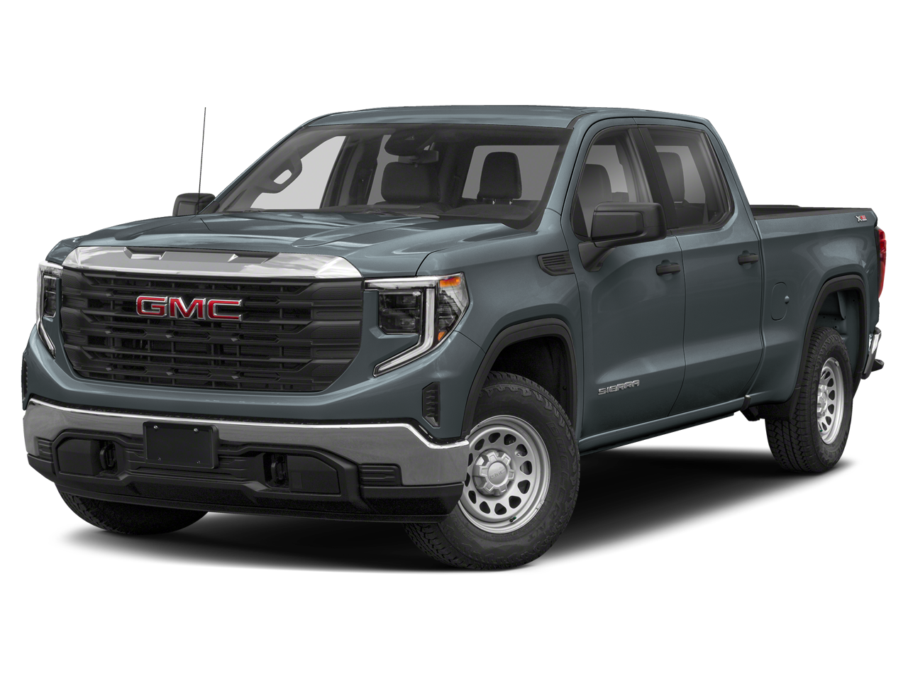 2024 GMC Sierra 1500 Elevation in Thunderstorm Gray — front three-quarter view