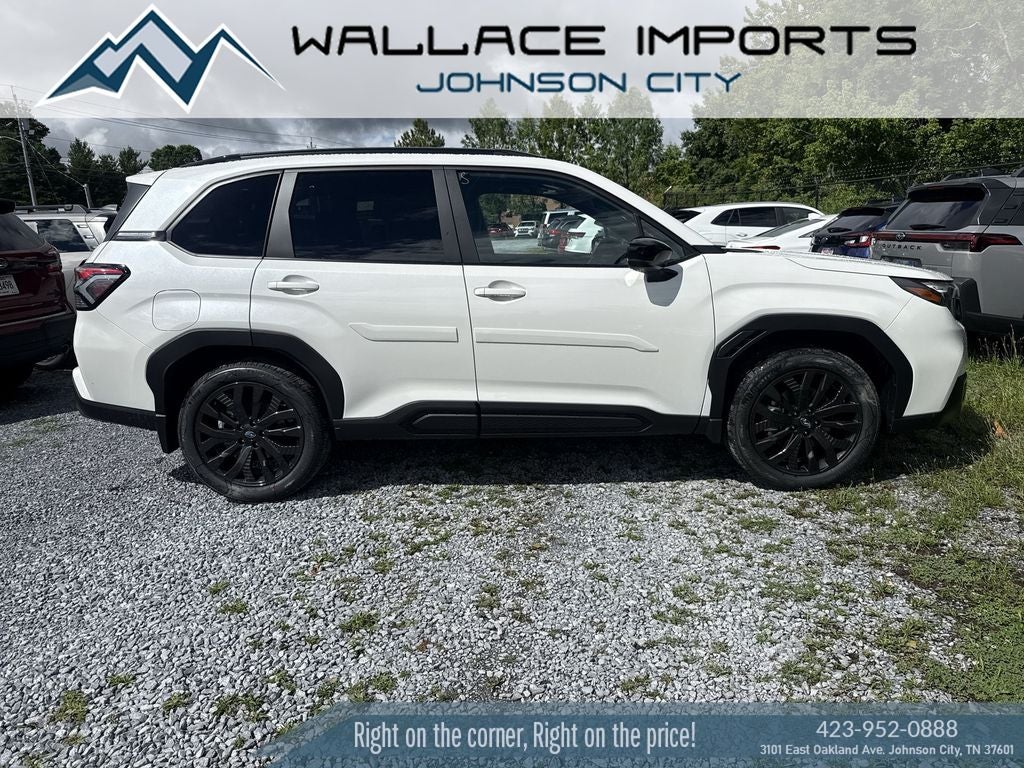 2026 Subaru FORESTER Sport Onyx Edition in Crystal White Pearl — front three-quarter view