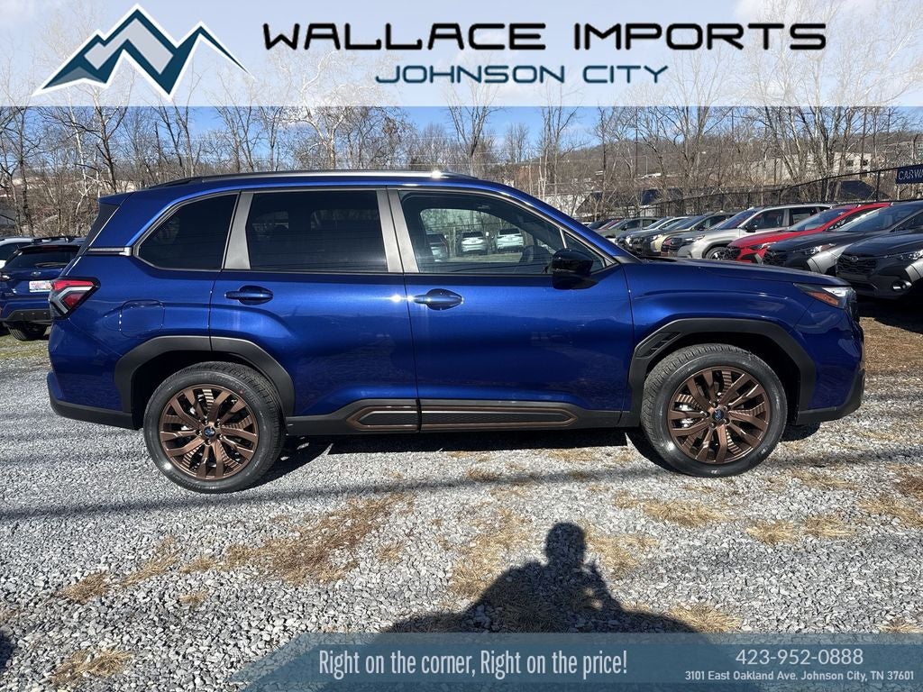 2026 Subaru FORESTER Sport in Sapphire Blue Pearl — front three-quarter view