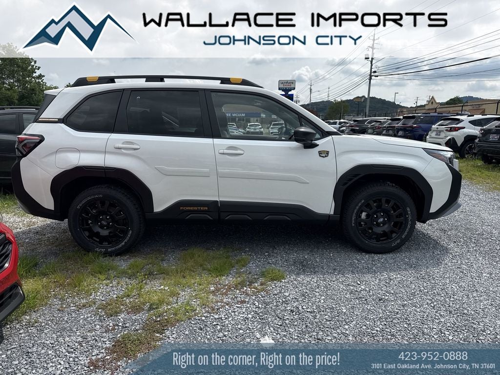 2026 Subaru FORESTER Wilderness in Crystal White Pearl — front three-quarter view