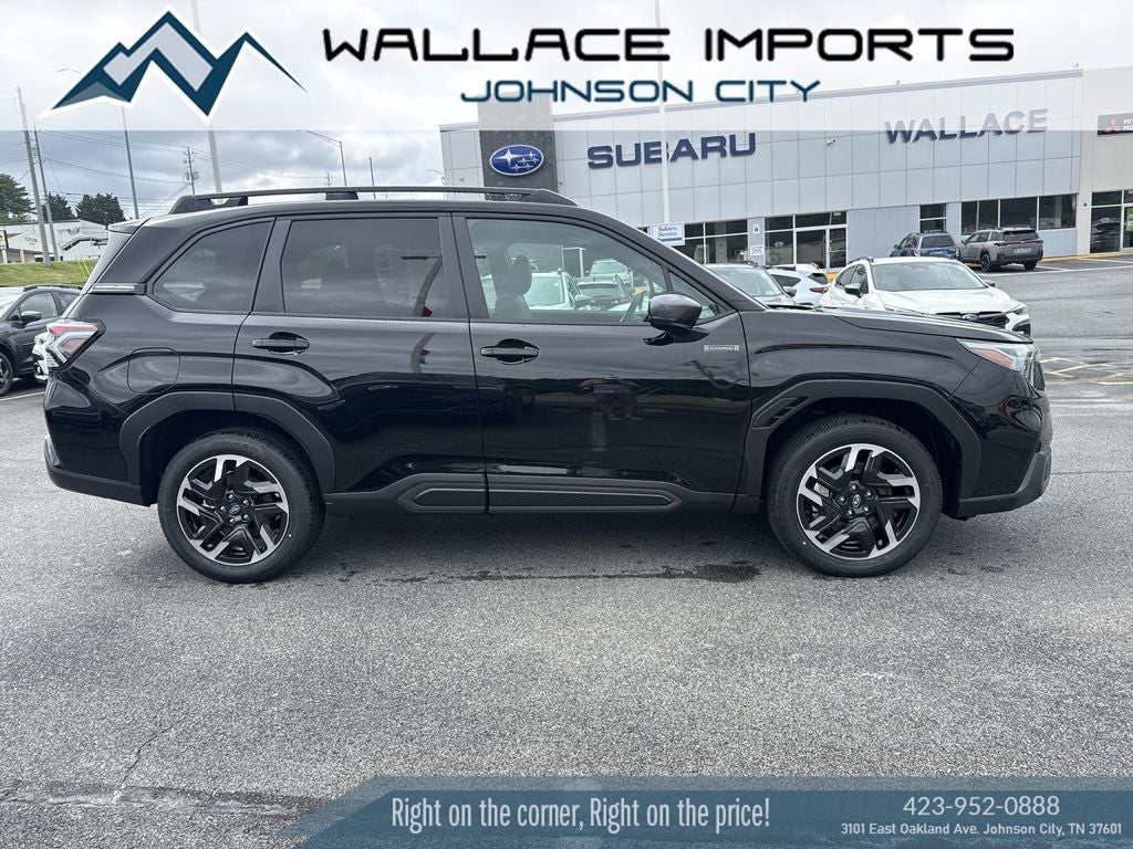 2026 Subaru FORESTER Limited Hybrid in Crystal Black Silica — front three-quarter view