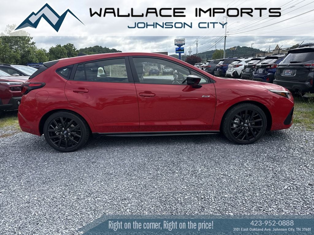 2026 Subaru IMPREZA RS in Pure Red — front three-quarter view