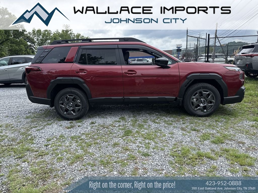 2026 Subaru OUTBACK Premium in Crimson Red Pearl — front three-quarter view