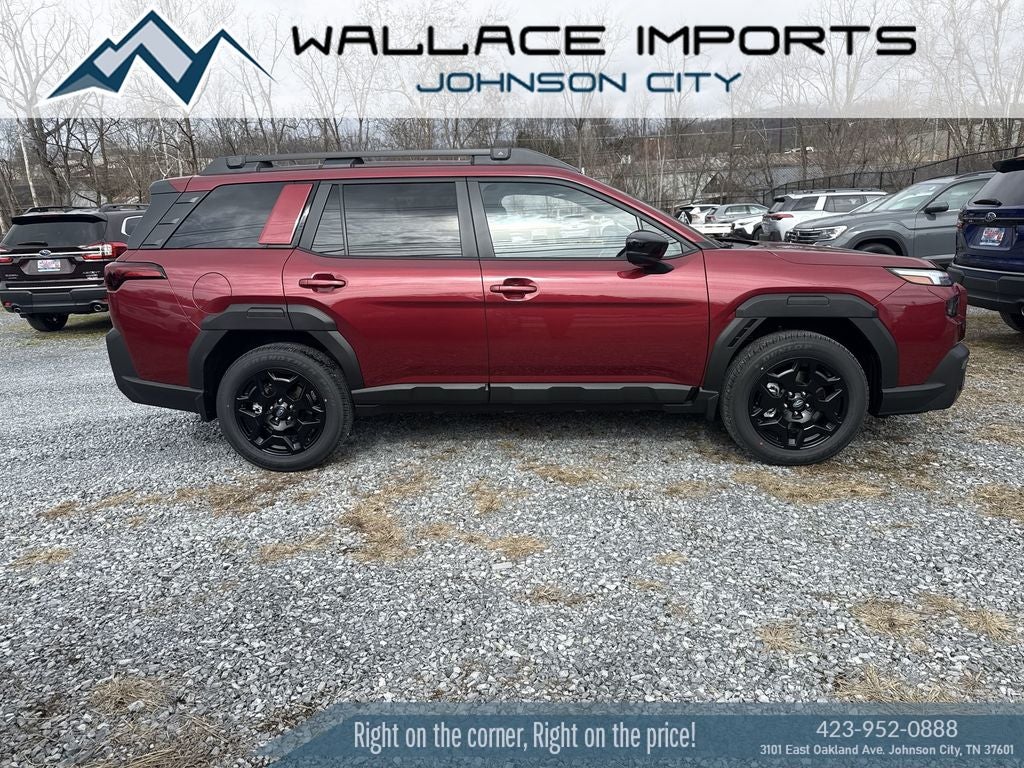 2026 Subaru OUTBACK Limited in Crimson Red Pearl — front three-quarter view