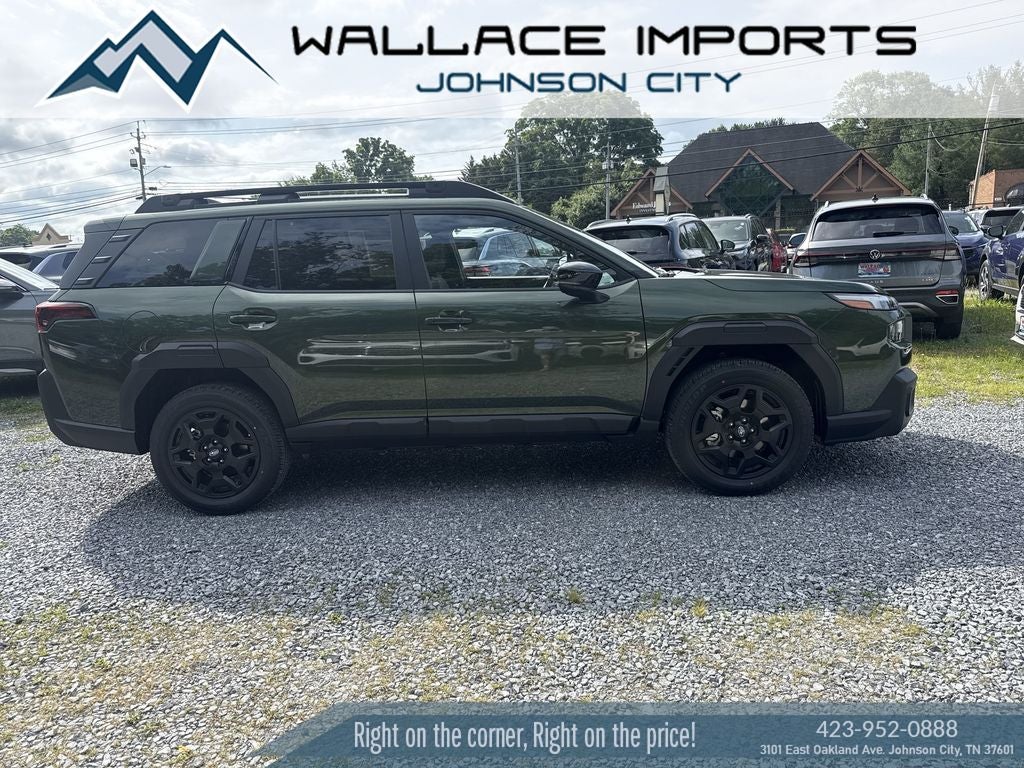 2026 Subaru OUTBACK Limited in Deep Emerald Green Pearl — front three-quarter view