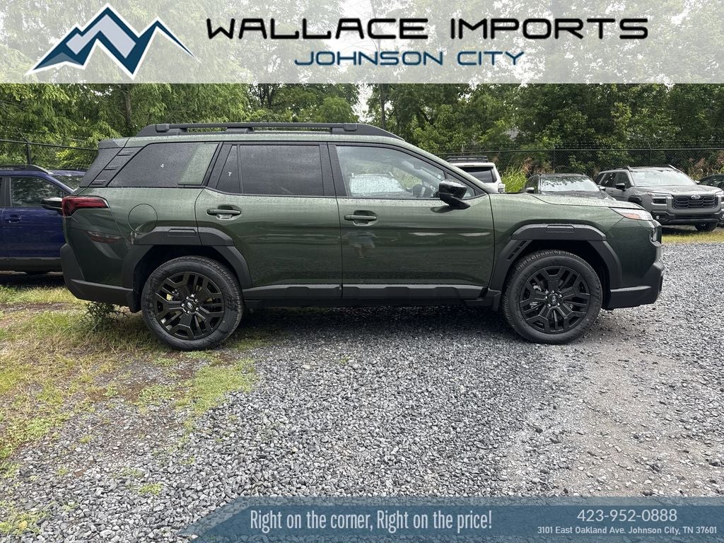 2026 Subaru OUTBACK Limited XT in Deep Emerald Green Pearl — front three-quarter view