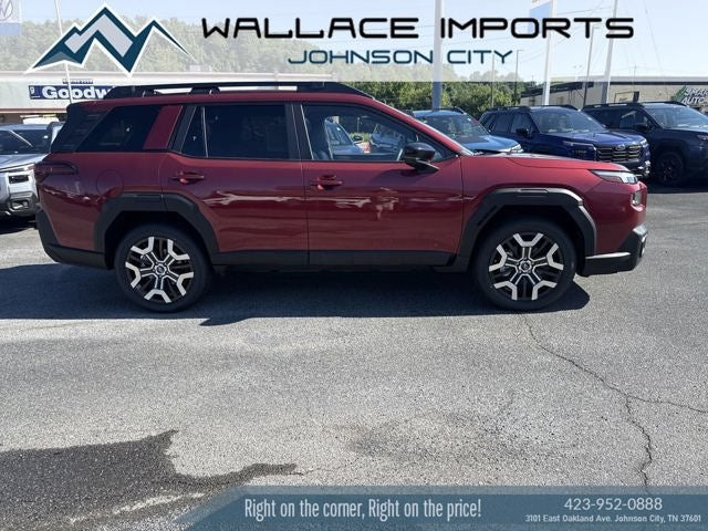 2026 Subaru OUTBACK Touring XT in Crimson Red Pearl — front three-quarter view