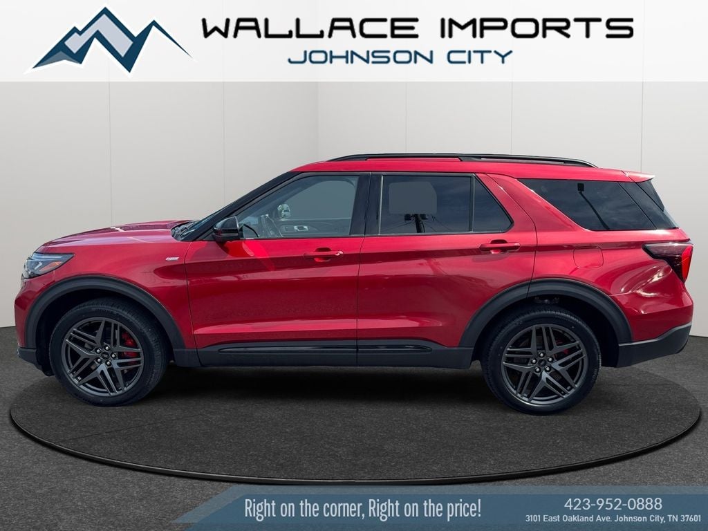 2025 Ford Explorer ST-Line in Red Metallic — front three-quarter view