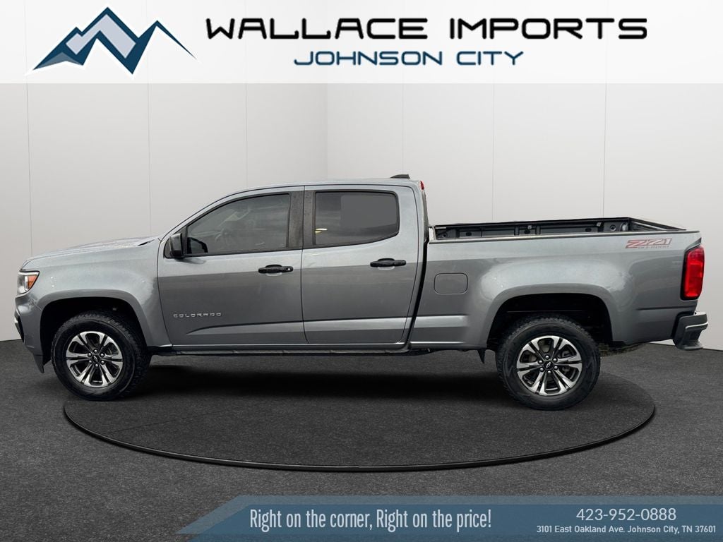 2021 Chevrolet Colorado Z71 in Satin Steel Metallic — front three-quarter view