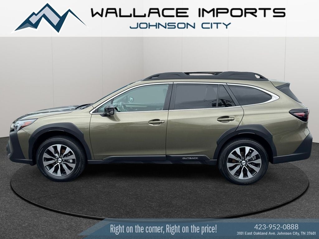 2024 Subaru Outback Limited in Autumn Green Metallic — front three-quarter view