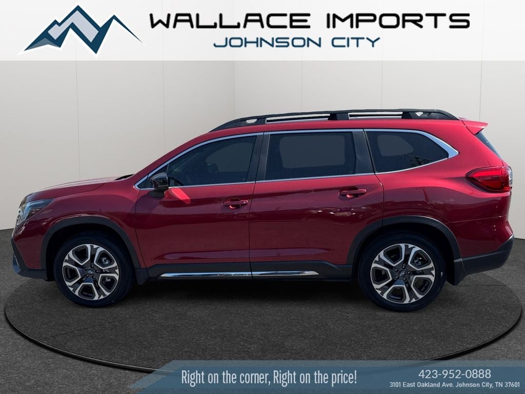 2026 Subaru Ascent Limited in Crimson Red Pearl — front three-quarter view