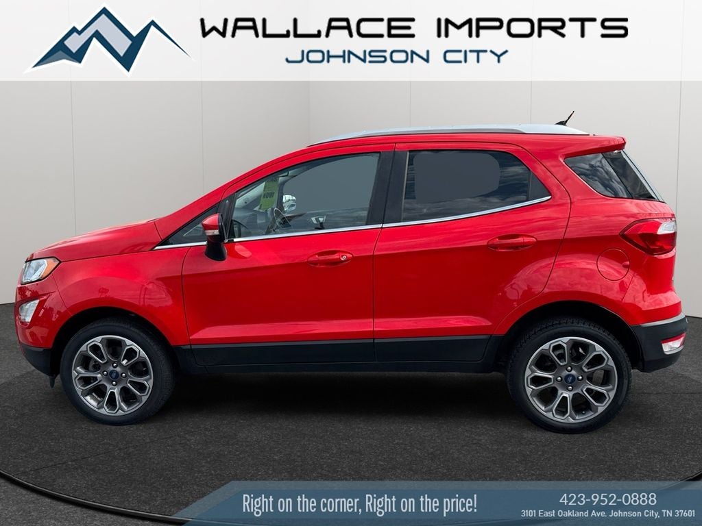 2021 Ford EcoSport Titanium in Race Red — front three-quarter view